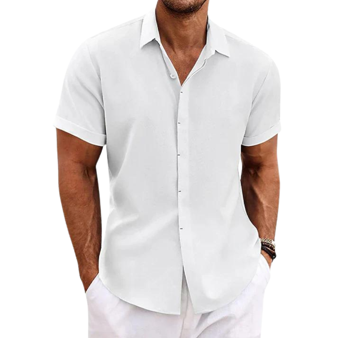 Wouter - Linen Casual Men’s Shirt with Short Sleeves