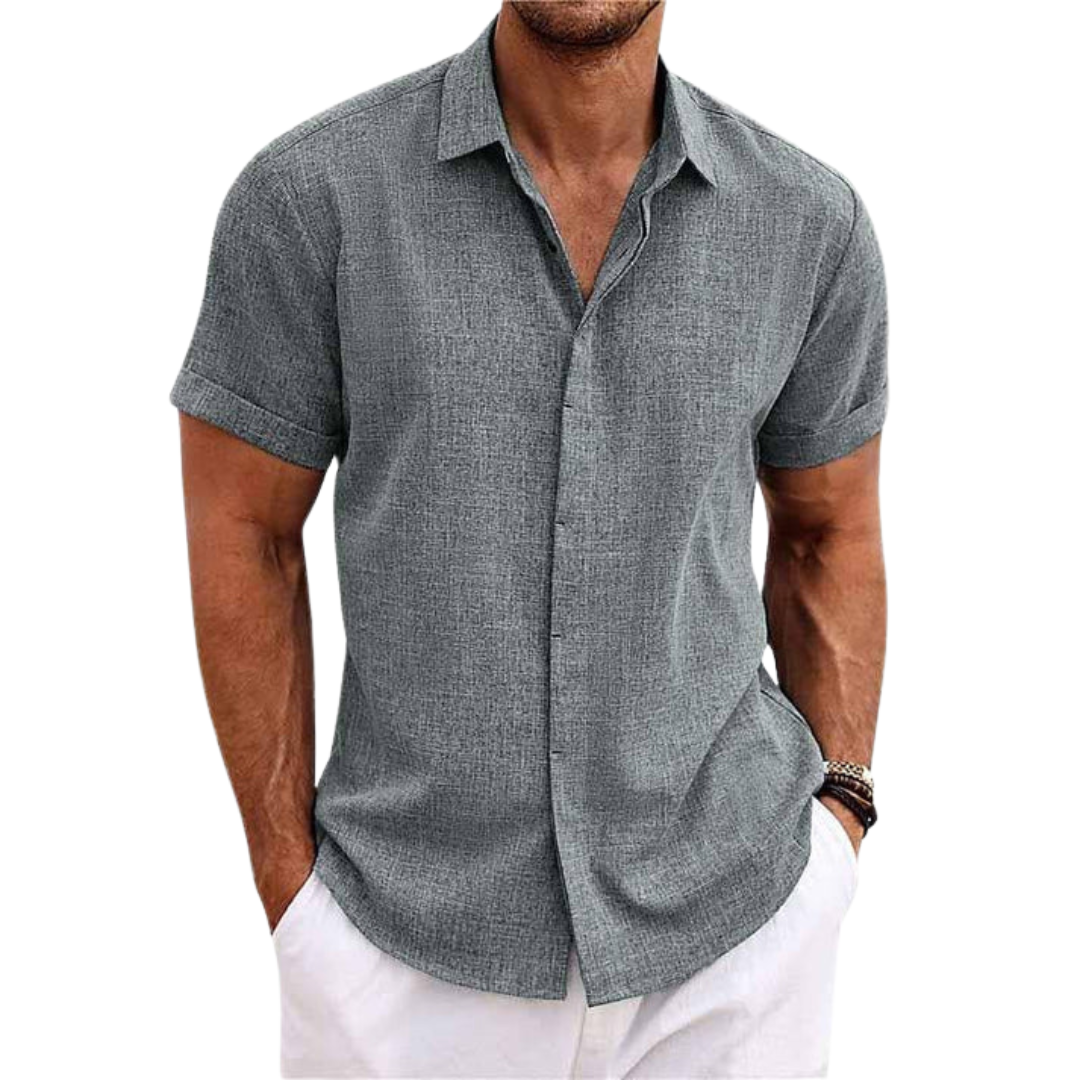Wouter - Linen Casual Men’s Shirt with Short Sleeves