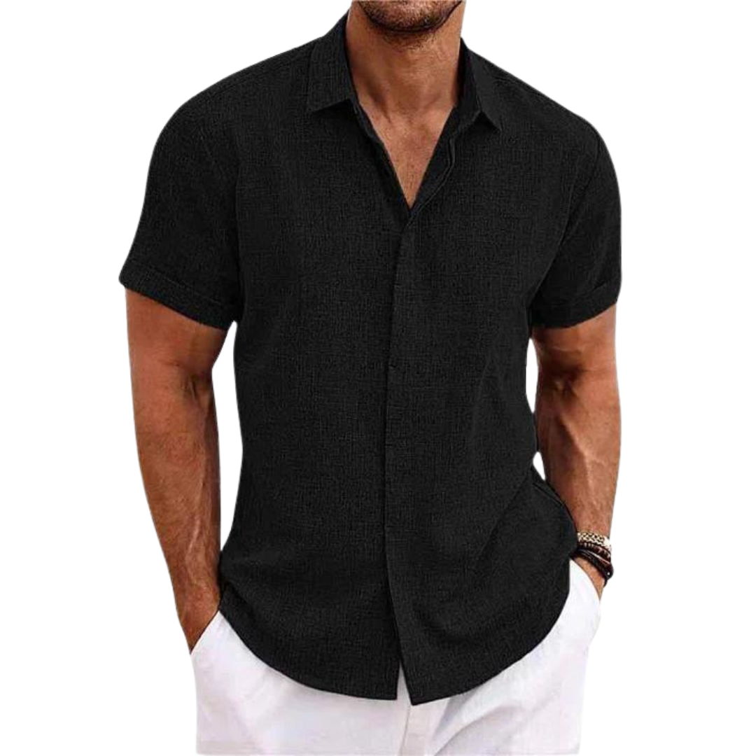 Wouter - Linen Casual Men’s Shirt with Short Sleeves