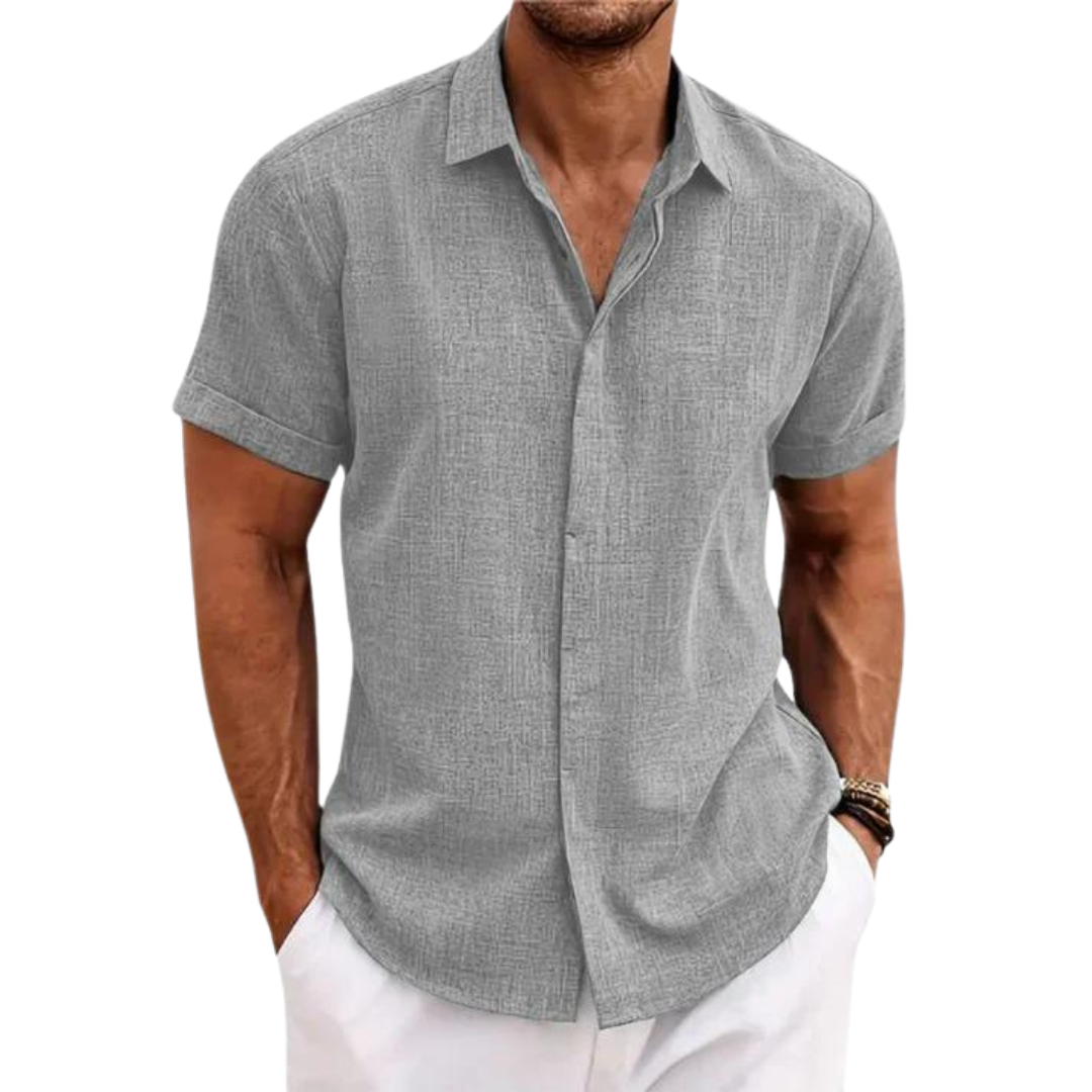 Wouter - Linen Casual Men’s Shirt with Short Sleeves