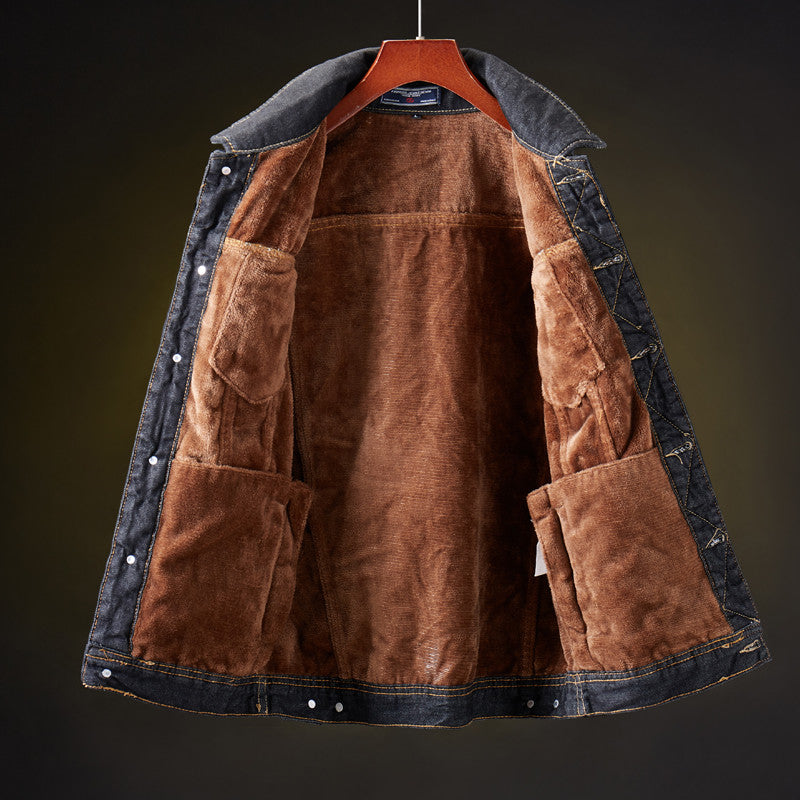 Men's Cowboy Denim Jacket with Fleece