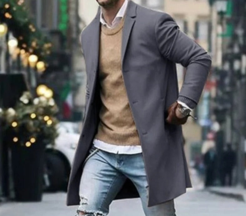 David | Slim Fit Wool Windproof Coat for Men