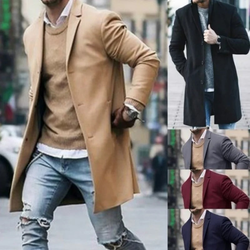 David | Slim Fit Wool Windproof Coat for Men