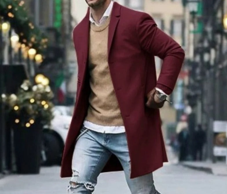 David | Slim Fit Wool Windproof Coat for Men