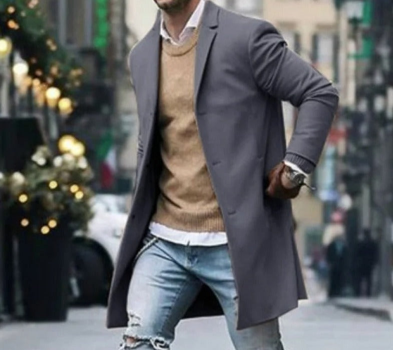 David | Slim Fit Wool Windproof Coat for Men