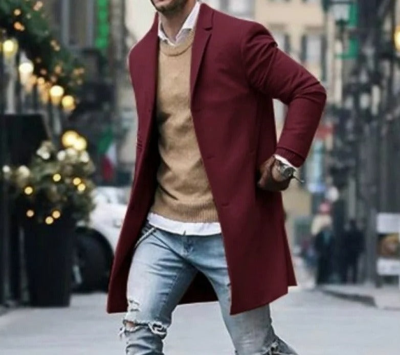 David | Slim Fit Wool Windproof Coat for Men